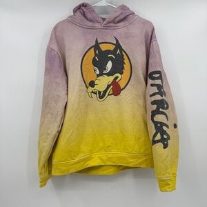 Section 119 Garcia Hoodie Men Medium Purple Yellow Wolf Heavyweight Sweatshirt